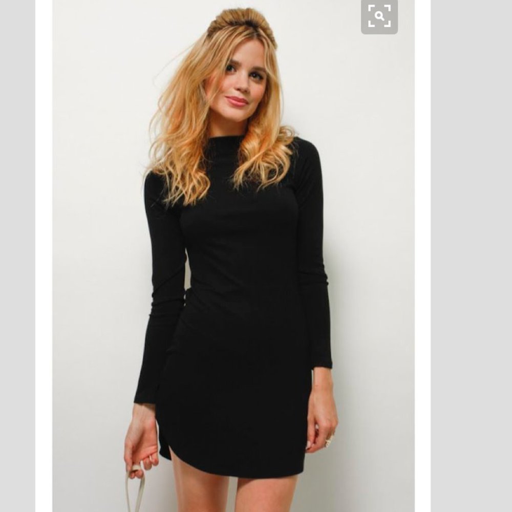 pattie boyd ribbed black mini dress